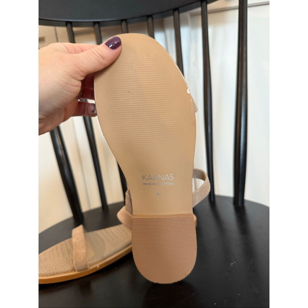 Kaanas Beige Double-Strap Suede Slide Sandals - Picture 8 of 8